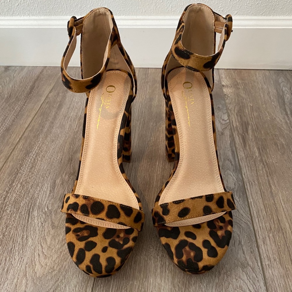 Leopard print platform heels